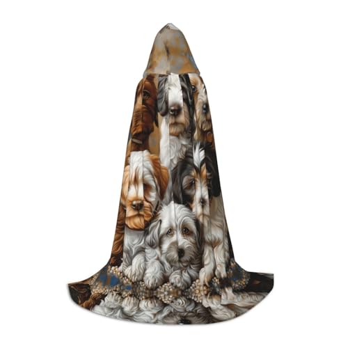 Fbghhty Kapuzenumhang mit Welpen-Motiv, Unisex, für Halloween, Cosplay, Karneval, bequemer Umhang für Teenager-Partys von Fbghhty