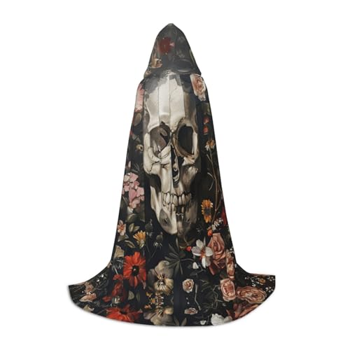 Fbghhty Kapuzenumhang mit floralem Totenkopf-Druck, Unisex, Halloween, Cosplay, Karneval, bequemer Umhang für Teenager-Partys Fbghhty Kapuzenumhang mit floralem Totenkopf-Druck, Unisex, Halloween, Cosplay, Karneval, bequemer Umhang für Teenager-Partys von Fbghhty