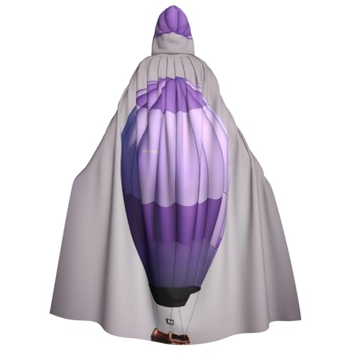 Fbghhty Lavendel-Heißluftballon-Druck, Kapuzenumhang, mittelalterliches Halloween-Kostüm, Erwachsene, Herren, Damen, Karneval, Partys, Cosplay von Fbghhty