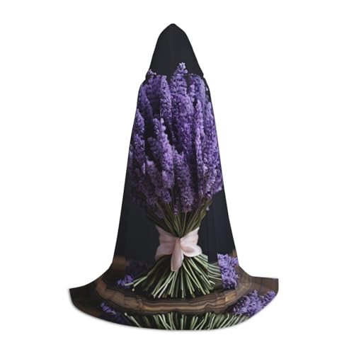 Fbghhty Lavendelstrauß-Druck, Unisex, Kapuzenumhang, Halloween, Cosplay, Karneval, bequemer Umhang für Teenager-Partys Fbghhty Lavendelstrauß-Druck, Unisex, Kapuzenumhang, Halloween, Cosplay, Karneval, bequemer Umhang für Teenager-Partys von Fbghhty