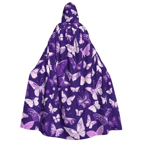 Fbghhty Lila Schmetterlinge Blumendruck Kapuzenumhang Mittelalter Halloween Kostüm Erwachsene Männer Frauen Karneval Partys Cosplay Fbghhty Lila Schmetterlinge Blumendruck Kapuzenumhang Mittelalter Halloween Kostüm Erwachsene Männer Frauen Karneval Partys Cosplay von Fbghhty