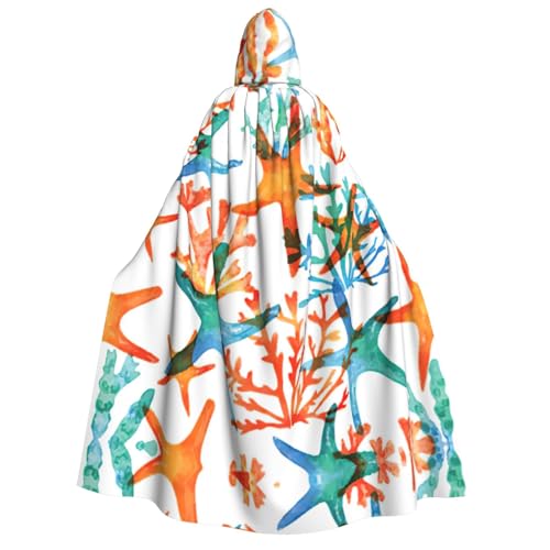 Fbghhty Marine Seestern Korallendruck Kapuzenumhang Mittelalter Halloween Kostüm Erwachsene Männer Frauen Karneval Partys Cosplay Fbghhty Marine Seestern Korallendruck Kapuzenumhang Mittelalter Halloween Kostüm Erwachsene Männer Frauen Karneval Partys Cosplay von Fbghhty