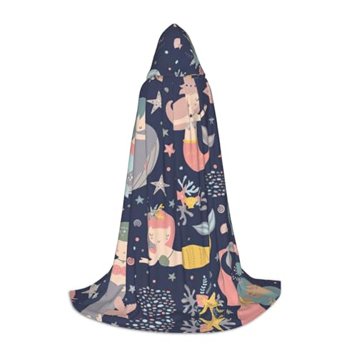 Fbghhty Meerjungfrau-Aufdruck, Unisex, Kapuzenumhang, Halloween, Cosplay, Karneval, bequemer Umhang für Teenager-Partys Fbghhty Meerjungfrau-Aufdruck, Unisex, Kapuzenumhang, Halloween, Cosplay, Karneval, bequemer Umhang für Teenager-Partys von Fbghhty