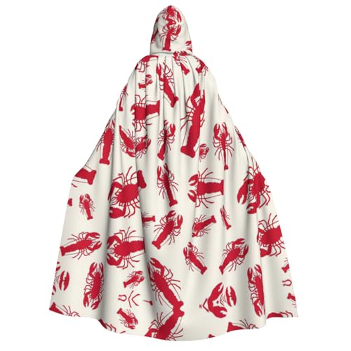 Fbghhty Roter Hummer-Druck, Kapuzenumhang, mittelalterliches Halloween-Kostüm, Erwachsene, Herren, Damen, Karneval, Partys, Cosplay von Fbghhty