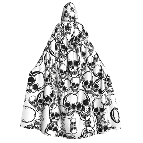 Fbghhty Schwarz-weißes Totenkopf-Muster, Kapuzenumhang, mittelalterliches Halloween-Kostüm, Erwachsene, Herren, Damen, Karneval, Partys, Cosplay Fbghhty Schwarz-weißes Totenkopf-Muster, Kapuzenumhang, mittelalterliches Halloween-Kostüm, Erwachsene, Herren, Damen, Karneval, Partys, Cosplay von Fbghhty