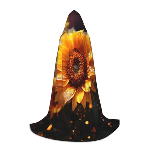 Fbghhty Sonnenblumen-Umhang mit Kapuze, Unisex, für Halloween, Cosplay, Karneval, bequemer Umhang für Teenager-Partys von Fbghhty