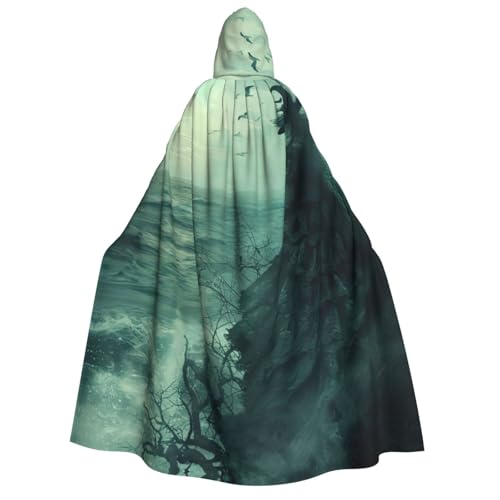 Fbghhty The Sea Witch Inspired Print Hooded Cloak Medieval Halloween Costume Adult Men Women Carnival Parties Cosplay von Fbghhty