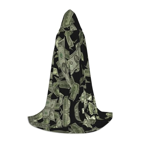 Fbghhty Umhang mit Dollarzeichen und Gelddruck, Unisex, mit Kapuze, Halloween, Cosplay, Karneval, bequemer Umhang für Teenager-Partys von Fbghhty
