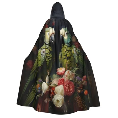 Fbghhty Umhang mit Kapuze für Paare, Papageien, Olivendruck, mittelalterlich, Halloween-Kostüm, Erwachsene, Herren, Damen, Karneval, Partys, Cosplay von Fbghhty