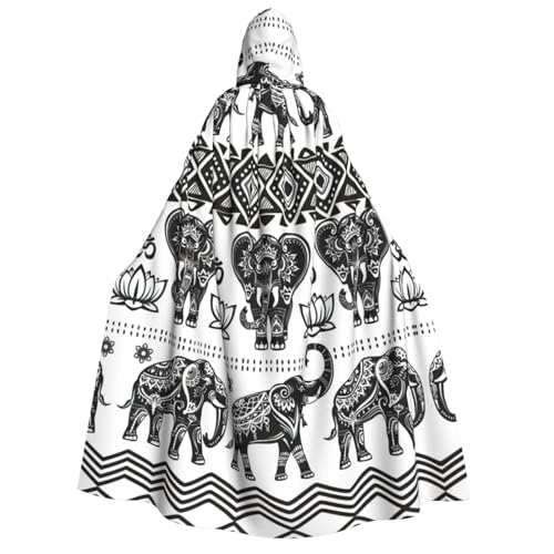 Fbghhty Umhang mit Kapuze im Bohemian-Stil, Elefantenmuster, mittelalterliches Halloween-Kostüm, Erwachsene, Herren, Damen, Karneval, Partys, Cosplay Fbghhty Umhang mit Kapuze im Bohemian-Stil, Elefantenmuster, mittelalterliches Halloween-Kostüm, Erwachsene, Herren, Damen, Karneval, Partys, Cosplay von Fbghhty