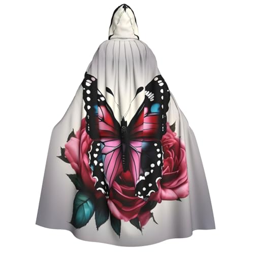 Fbghhty Umhang mit Kapuze und Rosen- und Schmetterlings-Aufdruck, mittelalterliches Halloween-Kostüm, Erwachsene, Herren, Damen, Karneval, Partys, Cosplay Fbghhty Umhang mit Kapuze und Rosen- und Schmetterlings-Aufdruck, mittelalterliches Halloween-Kostüm, Erwachsene, Herren, Damen, Karneval, Partys, Cosplay von Fbghhty