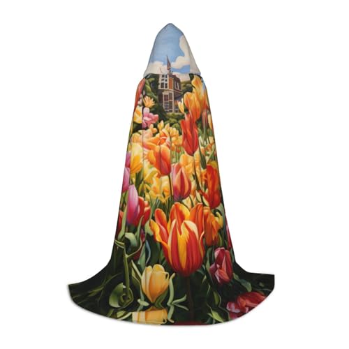 Fbghhty Umhang mit Tulpenmotiv, Unisex, mit Kapuze, Halloween, Cosplay, Karneval, bequemer Umhang für Teenager-Partys Fbghhty Umhang mit Tulpenmotiv, Unisex, mit Kapuze, Halloween, Cosplay, Karneval, bequemer Umhang für Teenager-Partys von Fbghhty