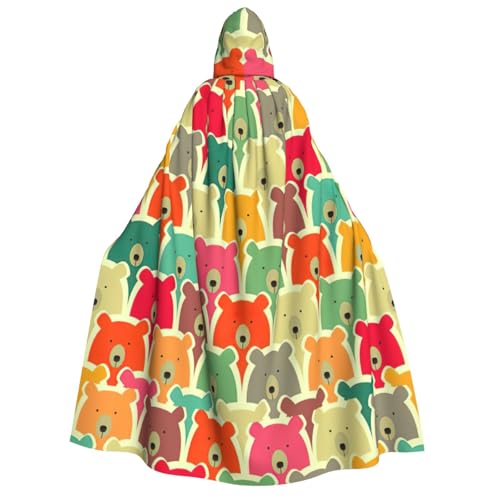Fbghhty Umhang mit buntem Bären-Druck, mit Kapuze, mittelalterliches Halloween-Kostüm, Erwachsene, Herren, Damen, Karneval, Partys, Cosplay Fbghhty Umhang mit buntem Bären-Druck, mit Kapuze, mittelalterliches Halloween-Kostüm, Erwachsene, Herren, Damen, Karneval, Partys, Cosplay von Fbghhty