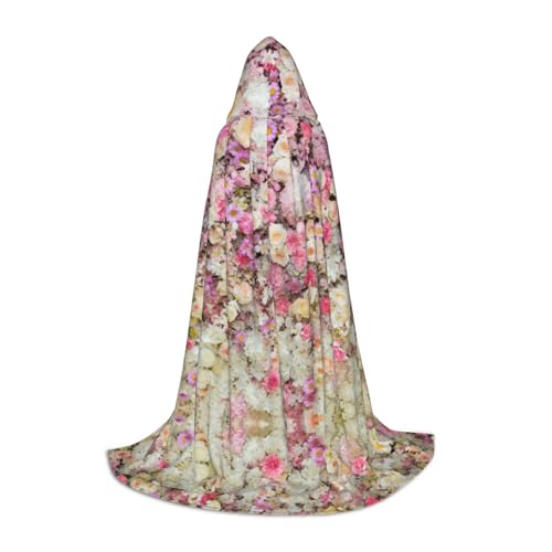 Fbghhty Umhang mit rosa Blumen-Motiv, Unisex, mit Kapuze, Halloween, Cosplay, Karneval, bequemer Umhang für Teenager-Partys Fbghhty Umhang mit rosa Blumen-Motiv, Unisex, mit Kapuze, Halloween, Cosplay, Karneval, bequemer Umhang für Teenager-Partys von Fbghhty