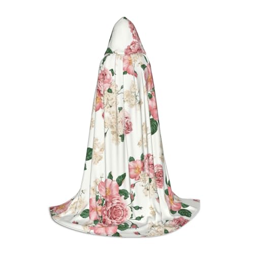 Fbghhty Umhang mit rosa Rosen und Blättern, Unisex, mit Kapuze, Halloween, Cosplay, Karneval, bequemer Umhang für Teenager-Partys Fbghhty Umhang mit rosa Rosen und Blättern, Unisex, mit Kapuze, Halloween, Cosplay, Karneval, bequemer Umhang für Teenager-Partys von Fbghhty