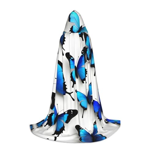 Fbghhty Umhang mit vielen blauen Schmetterlingen, Unisex, mit Kapuze, Halloween, Cosplay, Karneval, bequemer Umhang für Teenager-Partys Fbghhty Umhang mit vielen blauen Schmetterlingen, Unisex, mit Kapuze, Halloween, Cosplay, Karneval, bequemer Umhang für Teenager-Partys von Fbghhty