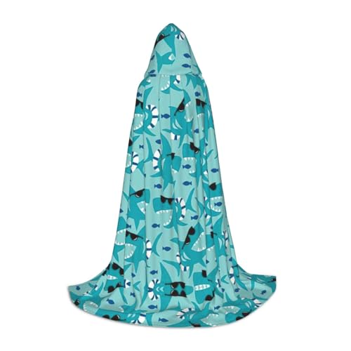 Fbghhty Unisex Kapuzenumhang Hai mit Sonne Glasdruck Halloween Cosplay Karneval bequemer Umhang für Teenager Partys von Fbghhty