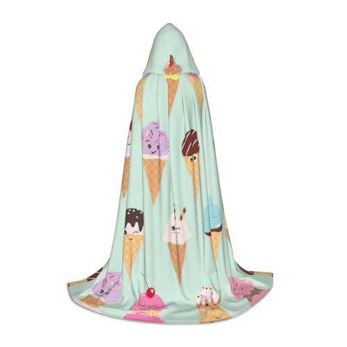 Fbghhty Unisex Kapuzenumhang mit Eistüten bedruckt, Halloween, Cosplay, Karneval, bequemer Umhang für Teenager-Partys von Fbghhty