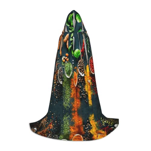 Fbghhty Unisex Kapuzenumhang mit Gewürzaufdruck, Halloween, Cosplay, Karneval, bequemer Umhang für Teenager-Partys von Fbghhty