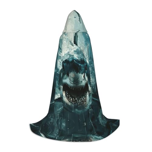 Fbghhty Unisex Kapuzenumhang mit Hai-Motiv, für Halloween, Cosplay, Karneval, bequemer Umhang für Teenager-Partys Fbghhty Unisex Kapuzenumhang mit Hai-Motiv, für Halloween, Cosplay, Karneval, bequemer Umhang für Teenager-Partys von Fbghhty