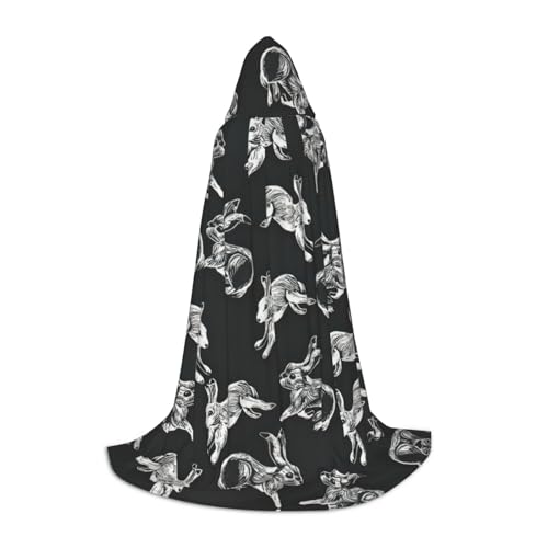 Fbghhty Unisex Kapuzenumhang mit Hasen-Motiv, Halloween, Cosplay, Karneval, bequemer Umhang für Teenager-Partys von Fbghhty