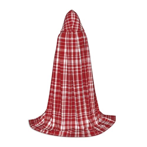 Fbghhty Unisex Kapuzenumhang mit Karomuster in Rot und Schwarz, für Halloween, Cosplay, Karneval, bequemer Umhang für Teenager-Partys von Fbghhty