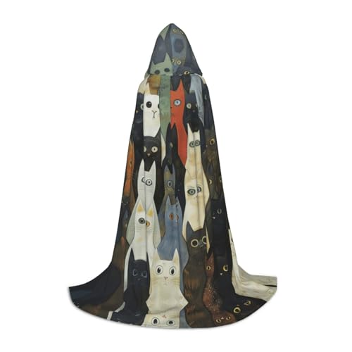 Fbghhty Unisex Kapuzenumhang mit Katzendruck, Halloween, Cosplay, Karneval, bequemer Umhang für Teenager-Partys Fbghhty Unisex Kapuzenumhang mit Katzendruck, Halloween, Cosplay, Karneval, bequemer Umhang für Teenager-Partys von Fbghhty