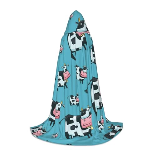 Fbghhty Unisex Kapuzenumhang mit Kuh-Aufdruck, Halloween, Cosplay, Karneval, bequemer Umhang für Teenager-Partys von Fbghhty