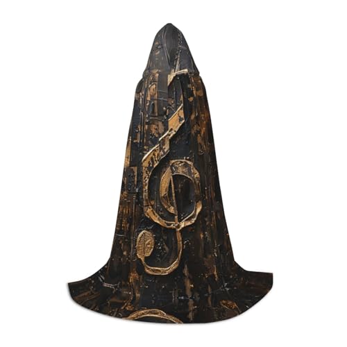Fbghhty Unisex-Kapuzenumhang mit Musik-Symbol-Druck, Halloween, Cosplay, Karneval, bequemer Umhang für Teenager-Partys von Fbghhty