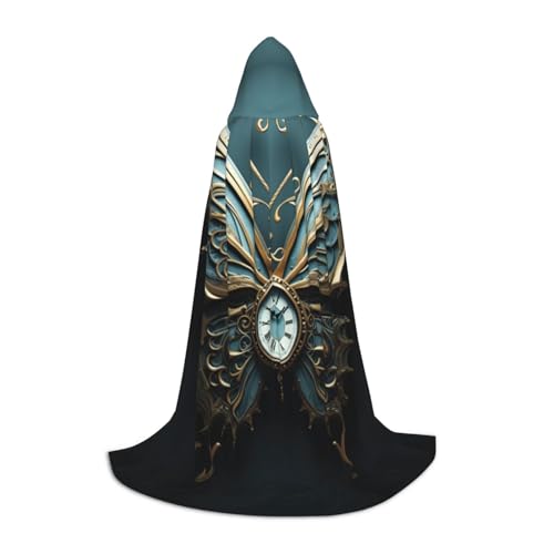 Fbghhty Unisex Kapuzenumhang mit Uhr, Schmetterlings-Druck, Halloween, Cosplay, Karneval, bequemer Umhang für Teenager-Partys Fbghhty Unisex Kapuzenumhang mit Uhr, Schmetterlings-Druck, Halloween, Cosplay, Karneval, bequemer Umhang für Teenager-Partys von Fbghhty