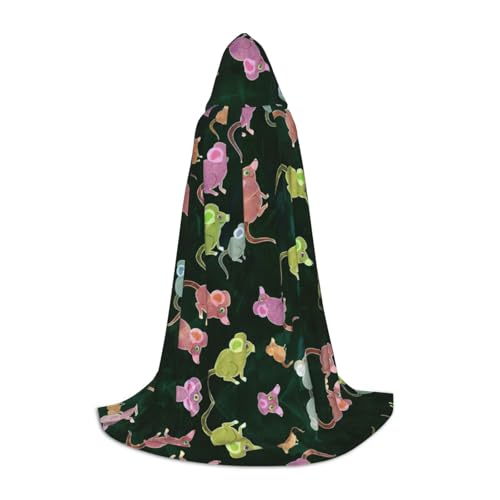 Fbghhty Unisex Kapuzenumhang mit süßem Mausaufdruck, Halloween, Cosplay, Karneval, bequemer Umhang für Teenager-Partys von Fbghhty