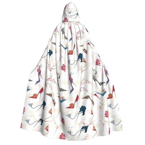 High Heel Schuhe Druck Kapuzenumhang Mittelalter Halloween Kostüm Erwachsene Männer Frauen Karneval Partys Cosplay von Fbghhty