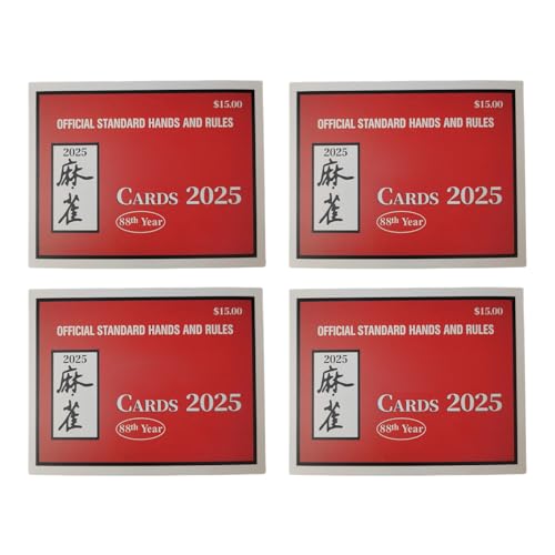 Fbinys 2025 Mahjong Card, 4 Piece Guide Rule Set, Handy Game Reference Cards, Sturdy Instructional Accessory, Easy Practice and Learning Tool for Beginners Use, 4.72x6.1x0.79 inches von Fbinys