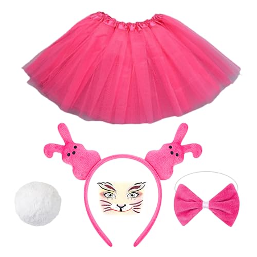 Fbinys Bunny Kostüm Set, Halloween Bunny Kostüm Set - Buntes Halloween -Outfit -Set - Lustige Outfits Requisiten, entzückende Cosplay -Accessoires für Frauen, Mädchen von Fbinys