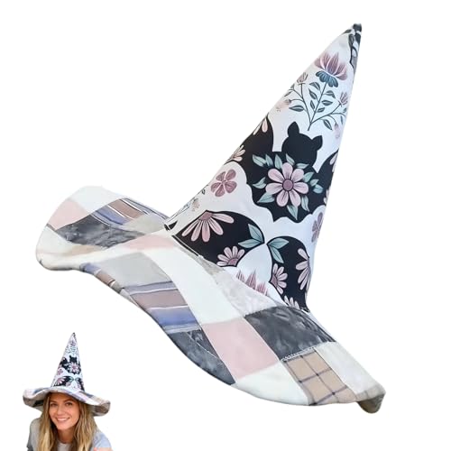 Fbinys Hexenhut - Stundlich Halloween Volkskunstdesign für Kostümpartys, Feiertagskarnivale mit Dress -up -Funktion, dekorative Kopfbedeckung für Maskerade -Bühnenaufführung, 18 Zoll von Fbinys