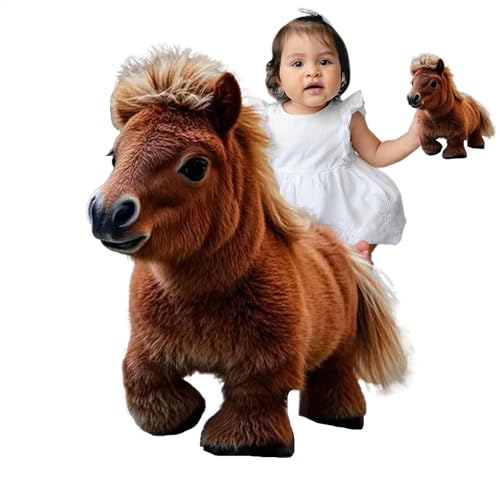 Fbinys Moving Horse Toy, Soft Plush Horse with Movement Sounds, Interactive Electronic Pet Educational Toys, Realistic Walking Neighing Engaging, Ideal for Girls, Boys, von Fbinys
