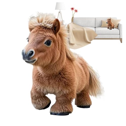 Fbinys Moving Horse Toy, Soft Plush Horse with Movement Sounds, Interactive Electronic Pet Educational Toys, Realistic Walking Neighing Engaging, Ideal for Girls, Boys, von Fbinys