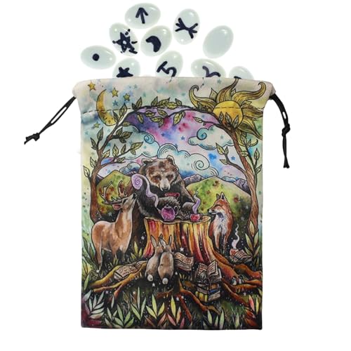 Fbinys Tarotkarten Tasche - Samtarner Tarotkartenhalter Mit Zugband,Doppelseitig Bedruckt Aufbewahrung für Transport Reisen Camping Garten Küche Wohnheim Klassenraum Büro Schrank von Fbinys