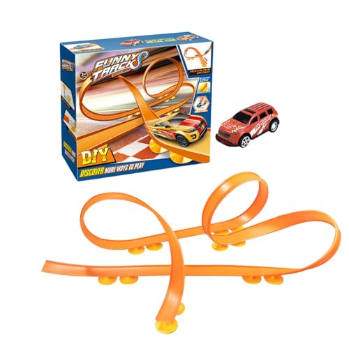 Flexible Track Toy Car, Assembling Track Race Car, Pull Back Car with Flexible Tracks, Road Toy Set, Funny Race Car Track Toy, Christmas Toy Car Set, Halloween Track Toy, Flexible Track Toy for Kids von Fbinys