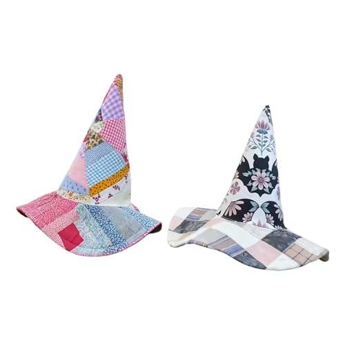 Gesteppte Hexenhut - Halloween Volkskunst Kopfbedeckung für Party -Dressing, Cosplay mit magischer Look Funktion, Zauberhut für Frauen Männer tägliche Kostüm Maskerade Events, schwarzes Stoff Finish von Fbinys