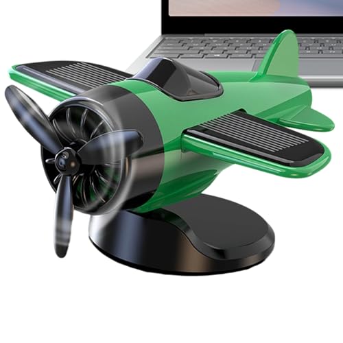 Solar Airplane Toy, Car Ornament, Rotating Solar-Powered Decoration, Racing Fan Model Design, Interior Accessory for Car Dashboard and Vehicle Collectible, White Red Yellow Green von Fbinys