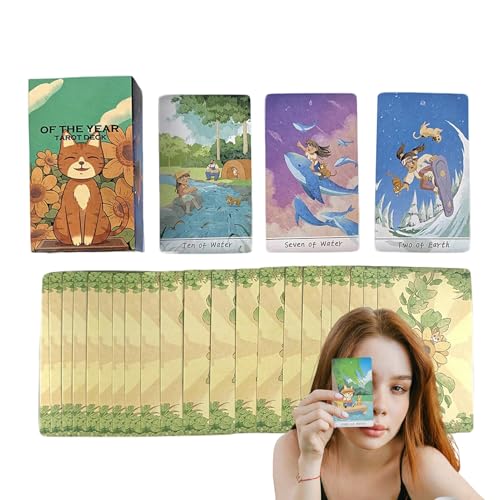 Tarotkarten, Tarotkarten-Anleitungsbuch, kompakte spirituelle Erkundung, Jahres-Thema, Taschenformat, Spirituosen-Deck für Wahrsagung, Astrologie-Lesen, Abenteuer, 10,5 x 6,2 cm, mehrfarbig Tarotkarten, Tarotkarten-Anleitungsbuch, kompakte spirituelle Erkundung, Jahres-Thema, Taschenformat, Spirituosen-Deck für Wahrsagung, Astrologie-Lesen, Abenteuer, 10,5 x 6,2 cm, mehrfarbig von Fbinys