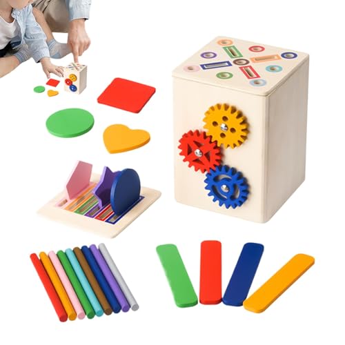 Wooden Shapes Sorter Toys, Sensory Developmental Game, Color and Shape Matching Puzzle, Fine Motor Skills for Toddler, Educational Toy for Boys, Girls Aged 1-3, 5.16x3.94x3.78 inch Wooden Shapes Sorter Toys, Sensory Developmental Game, Color and Shape Matching Puzzle, Fine Motor Skills for Toddler, Educational Toy for Boys, Girls Aged 1-3, 5.16x3.94x3.78 inch von Fbinys