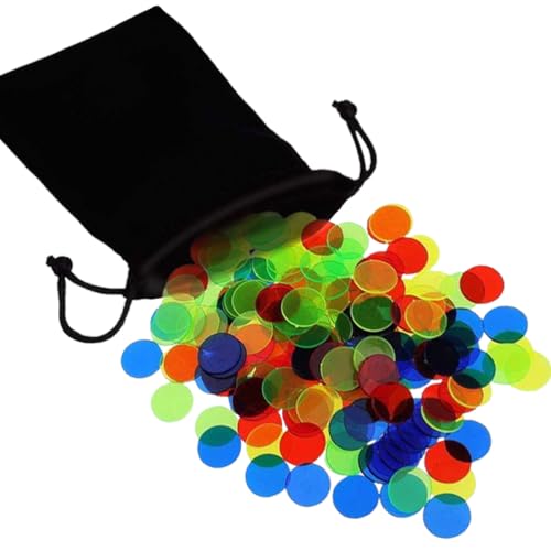 Fc'Noqgn 200 Stück transparente Farbe Zähler Bingo Chips Kunststoff-Marker mit Aufbewahrungstasche Fc'Noqgn 200 Stück transparente Farbe Zähler Bingo Chips Kunststoff-Marker mit Aufbewahrungstasche von Fc'Noqgn
