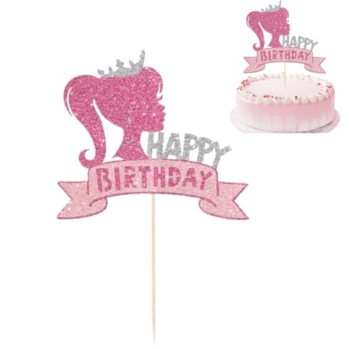 Barbi Kuchen Dekoration Mädchen, Barbi Kuchen Dekoration Geburtstag, Kuchen Topper Set, Happy Birthday Topper für Mädchen Geburtstag Party Kuchen Dekoration Zubehör von Fc'Noqgn
