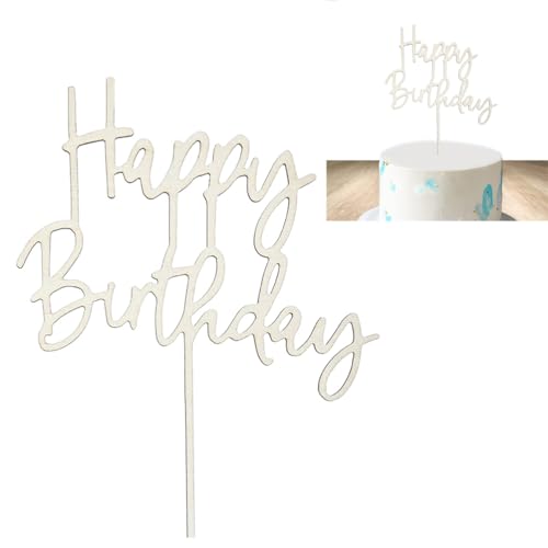 Fc'Noqgn Hölzerne Kuchen Topper, Happy Birthday Kuchen Dekoration für Mädchen, Jungen, Frauen, Männer Fc'Noqgn Hölzerne Kuchen Topper, Happy Birthday Kuchen Dekoration für Mädchen, Jungen, Frauen, Männer von Fc'Noqgn