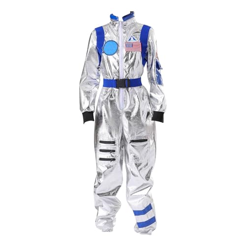 Fccrian Halloween Kind Uni Astronautenkostüm Piloten-Overall mit adretter Kleidung für Jungen (Blau, 4-5 Jahre) von Fccrian