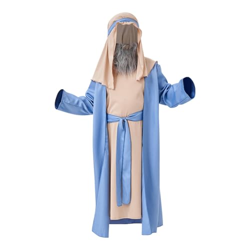 Fccrian Halloween-Kostüme für Kinder, arabischer brauner Opa, mittlere Ältere, Kleidung, 3-teiliger Anzug für Kleinkinder (Blau, 5–7 Jahre) von Fccrian