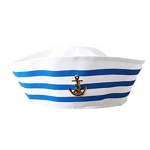 Captain-Mütze im Vintage-Stil, weiß, marineblau, Marine, ausgefallene Cosplay-Hut für Bühnenauftritte, Fotografie, Hüte von Fcnjsao