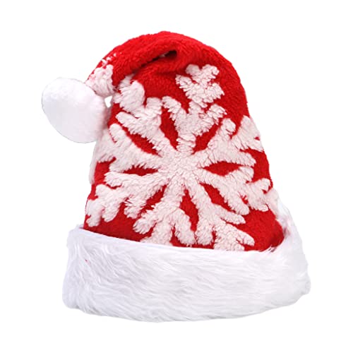 Einfache Schneeflocken-Weihnachtsmütze, Rot/Grau, Weihnachtsmannmütze, Outdoor-Sport bei kaltem Wetter, für Jungen, Mädchen, Jugendliche, Unisex von Fcnjsao
